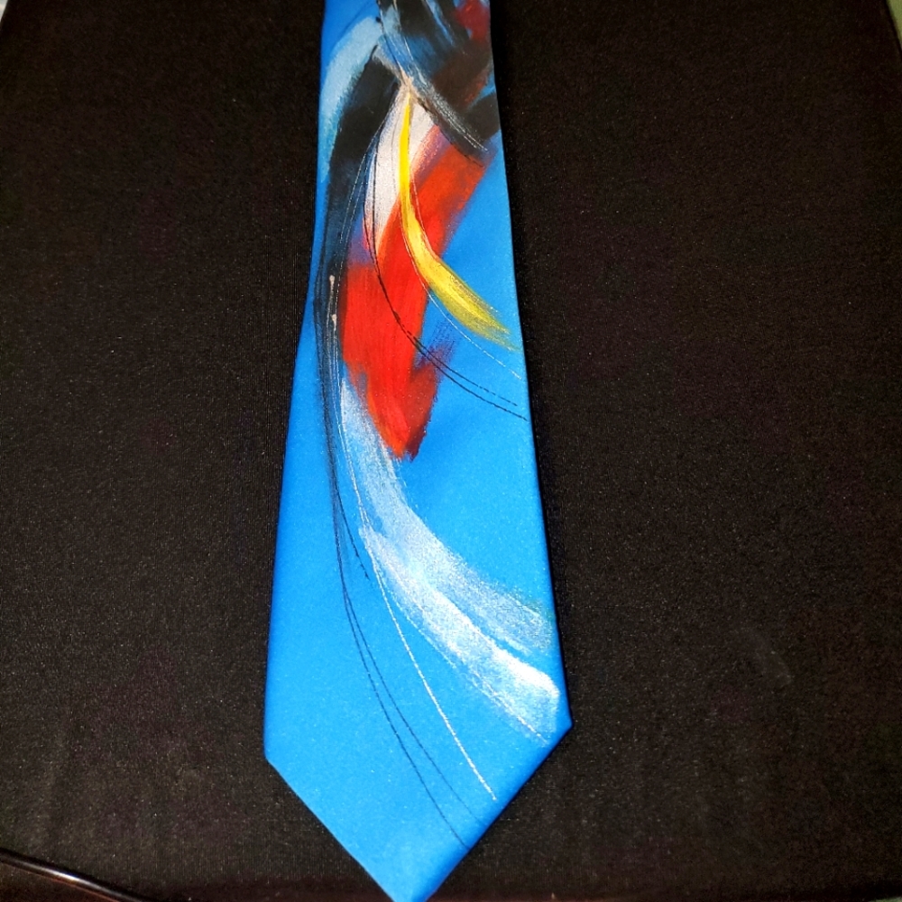 Joanna Lot Light Blue Mens/Boys Hand Painted 100% Silk 57" Skinny Tie